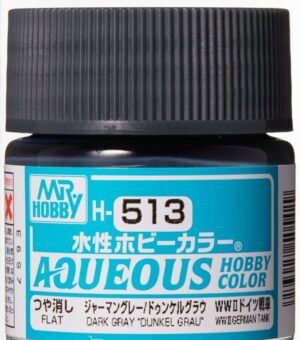 Mr. Hobby Aqueous Dark Gray Model Paint H-513 in a sleek cylindrical container.