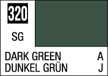 Bilingual dark green color swatch labeled 320 for design reference, showcasing DARK GREEN and DUNKEL GRÜN.