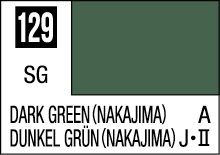 Dark Green Nakajima color card 129 with translations and classification annotations A and J•II.