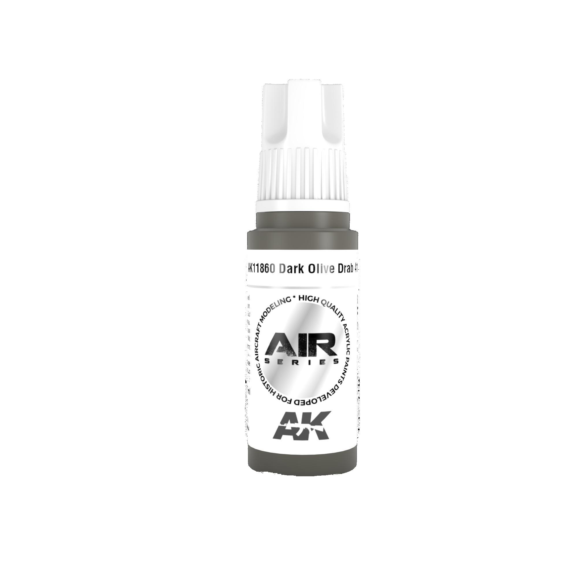 Dark Olive Green airbrush paint by AK for detailed modeling and artistic projects.