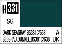 Dark Seagray color swatch, BS381C/638, deep green shade for design applications.