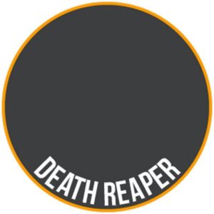 Bold circular design symbolizing mortality, featuring Death Reaper in striking colors.