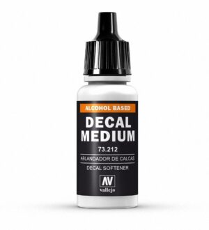 Vallejo decal medium enhances model application with alcohol-based formula for smooth, bubble-free results.