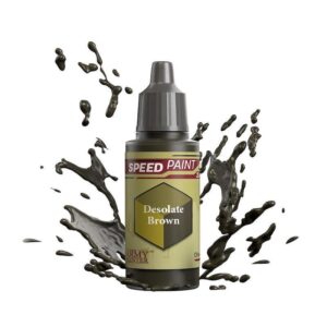 Desolate Brown Speed Paint bottle with dynamic splashes, inspiring creativity in artists and hobbyists.
