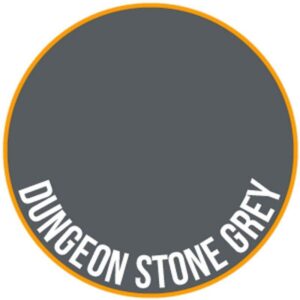 Circular Dungeon Stone Grey swatch with vibrant orange border for versatile design applications.