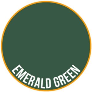 Elegant emerald green color swatch with gold border and modern typography.