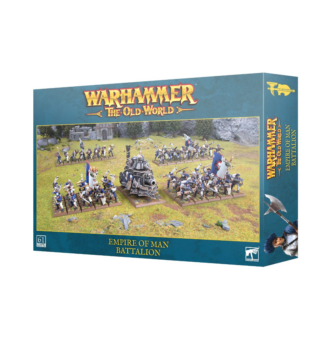 Empire of Man Battalion box set for Warhammer: The Old World with detailed miniatures and war machines.