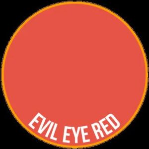 Vibrant red circle with yellow border, featuring “Evil Eye Red” text; a symbol of protection.
