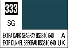 Extra Dark Seagrey color sample label with code 333 and bilingual descriptions for design professionals.