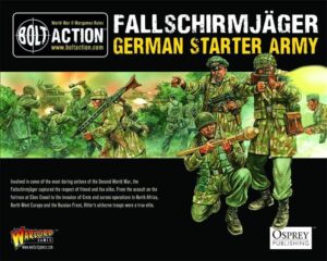 Fallschirmjäger paratroopers in action, showcasing elite WWII combat with dynamic poses and camouflage uniforms.