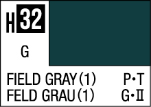 FIELD GRAY H32 color swatch, muted gray-green tone for art and design projects.