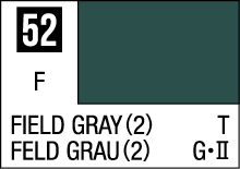 Field Gray color swatch 52, a dark green hue with German translation.