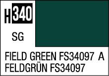FIELD GREEN FS34097 color swatch overview featuring alphanumeric code H340 and bilingual labeling.
