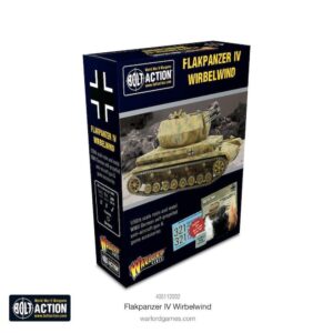 Flakpanzer IV Wirbelwind model kit box with vibrant artwork and historical details for collectors.