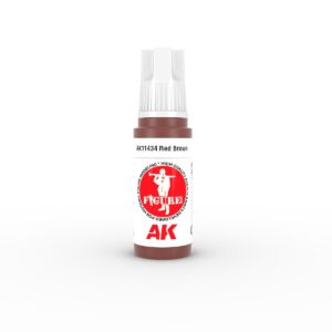 Flat Brown acrylic paint bottle for hobbyists and model makers, by AK, with easy dispensing nozzle.