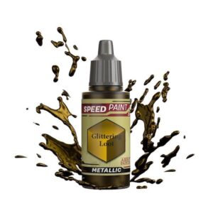 Metallic Glittering Loot Speed Paint bottle with vibrant splash for creative artwork and expression.
