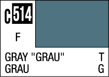 Muted gray color swatch C-514 with bilingual labels in English and German.