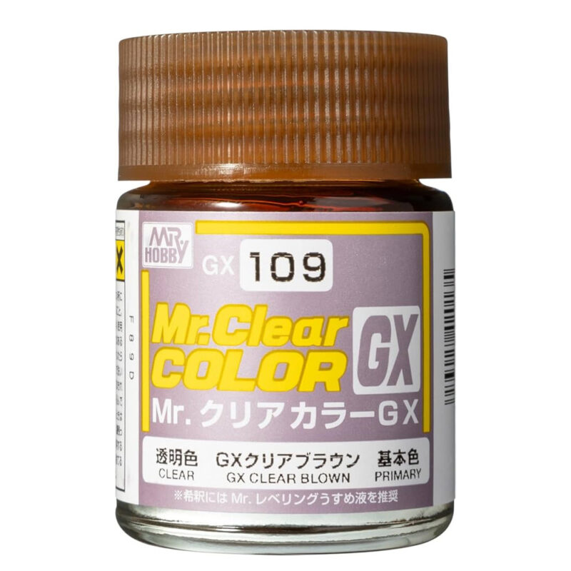 Mr. Hobby GX Clear Blown Paint Jar, Color 109 - Vibrant glossy finish for modeling.