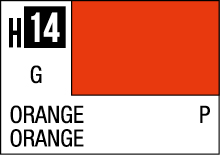 Vibrant H14 orange color swatch ideal for design, printing, and manufacturing applications.