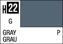 Muted gray color swatch H22 with labels for specific attributes and categories.