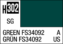 Deep green color swatch H302, Federal Standard FS34092 for design and manufacturing applications.
