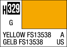 Bright yellow H329 color label with FS13538 code for accurate color identification.