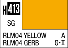 Vibrant H413 yellow color swatch for design, featuring precise RLM specifications and applications.