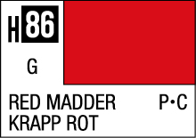 Vibrant red madder pigment swatch H86, showcasing rich historical significance and professional classification.