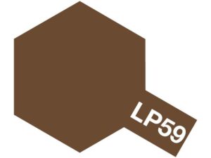 Brown hexagon color swatch LP59 with bold label for design and branding use.