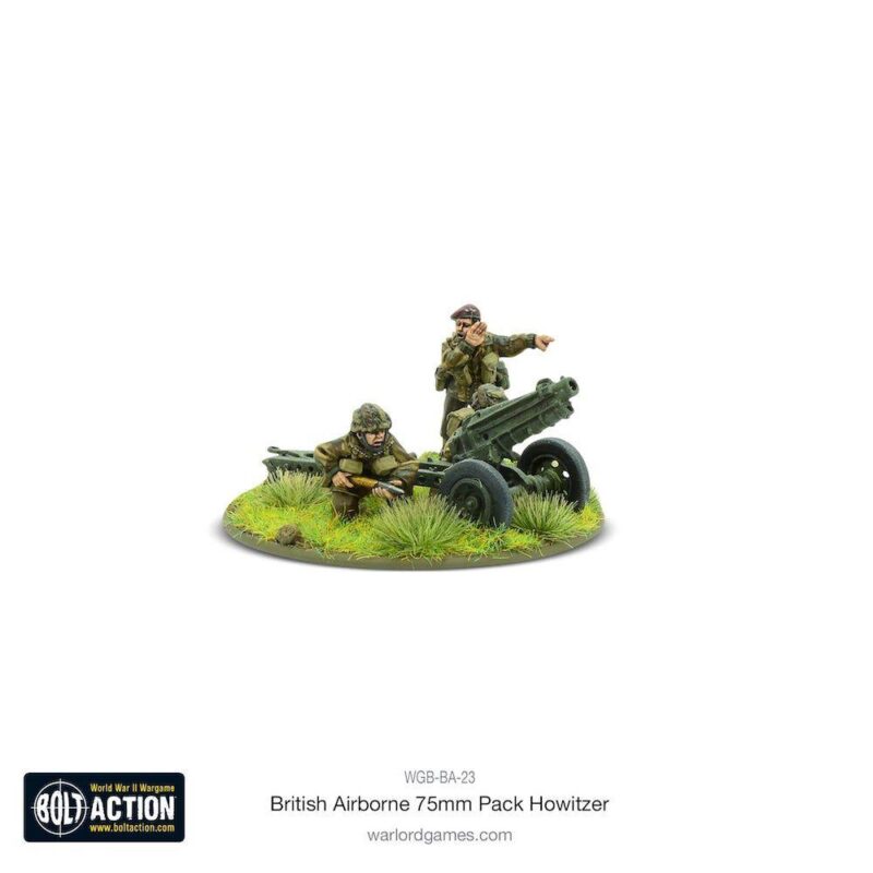 British Airborne Howitzer diorama with soldiers showcases WWII artillery action and military strategy.