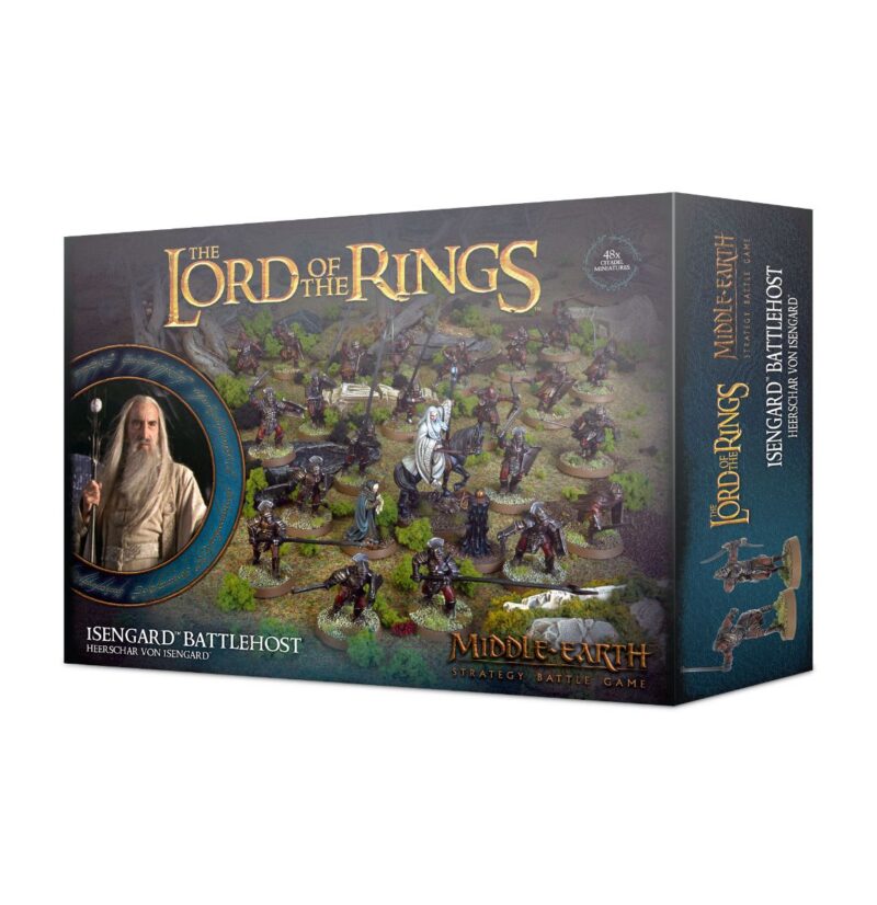Isengard Battlehost: Miniatures set featuring Saruman and Uruk-hai for epic Lord of the Rings gameplay.