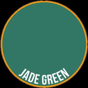 Jade green circle with orange border and curved JADE GREEN text for modern design appeal.
