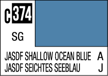 JASDF Shallow Ocean Blue C374 color swatch, a serene muted blue for design applications.