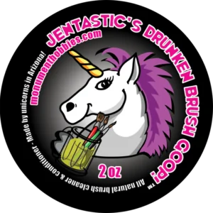 Cheerful unicorn logo for Jentastics Unicorn Paint Brush Soap, emphasizing creativity and fun.