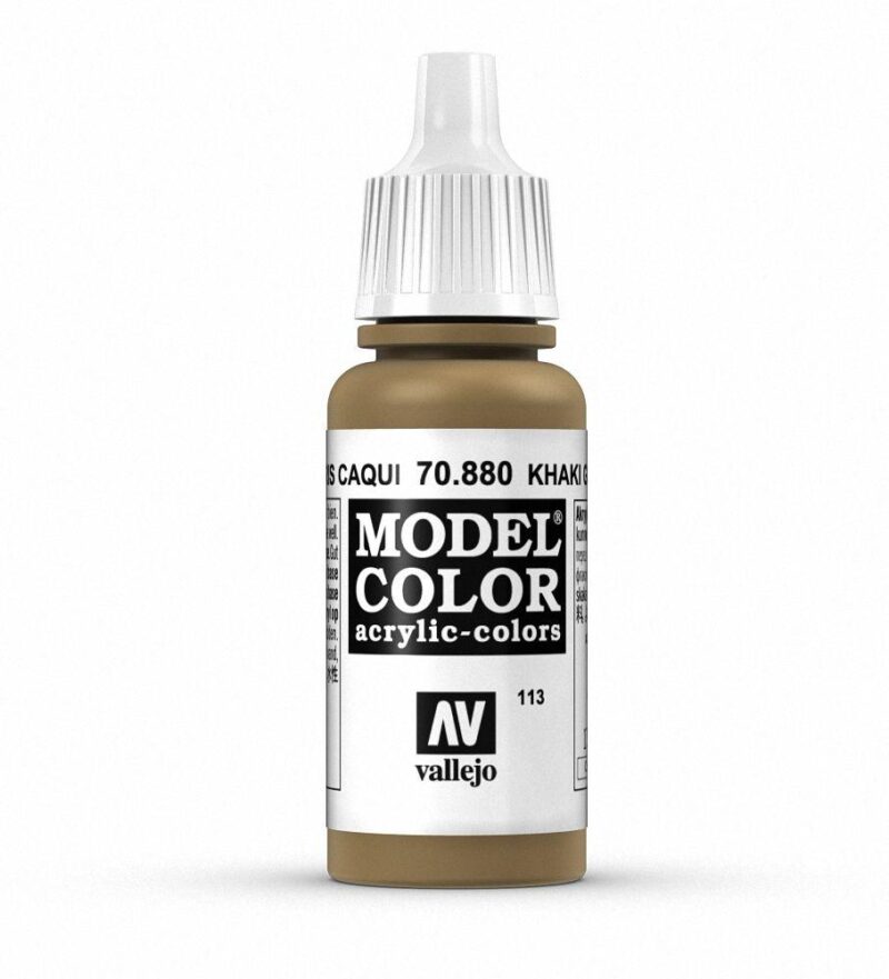 Khaki acrylic paint 70.880 from Vallejo, ideal for modeling and creative projects.