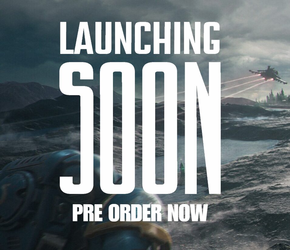 Pre-order now for an exciting sci-fi adventure launching soon in a mysterious landscape.