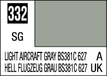Light Aircraft Gray color card, code 332, British Standard BS381C 627, HELL FLUGZEUG GRAU.