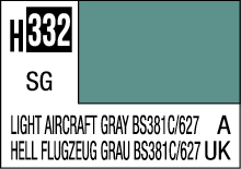 Light Aircraft Gray color swatch H332, BS381C/627, applicable for aviation and design projects.