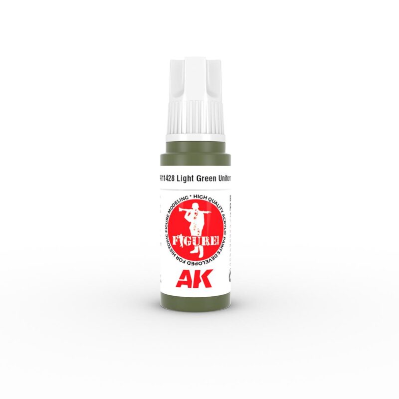 Light green model paint in a sleek bottle, ideal for precise detailing and creative projects.