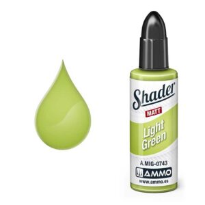 Vibrant light green paint drop by AMMO, perfect for artists and modelers seeking quality finishes.