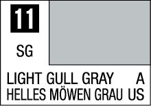 Light Gull Gray color swatch with German translation, code 11, showcasing a soft gray tone.