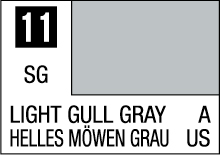 Light Gull Gray color swatch chip, code 11 SG, ideal for design and painting projects.
