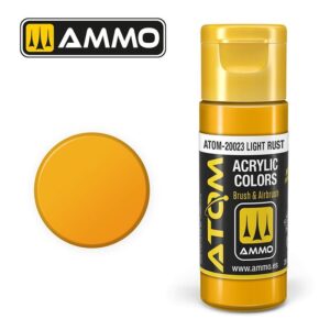 Light Rust acrylic paint by AMMO, perfect for versatile brush and airbrush applications.