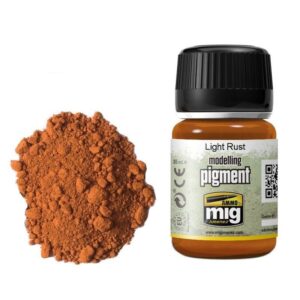 Light Rust modeling pigment enhances creativity in scale models with realistic weathering effects.