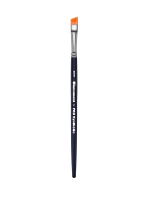 Elegant navy lip brush with tapered bristles and vibrant orange cap for precise application.