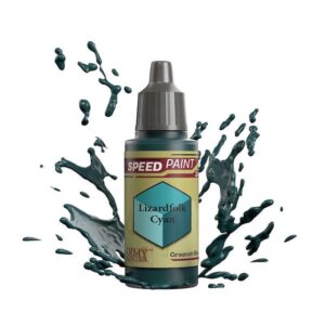 Lizardfolk Cyan speed paint bottle with vibrant splash for quick and creative artistic projects.