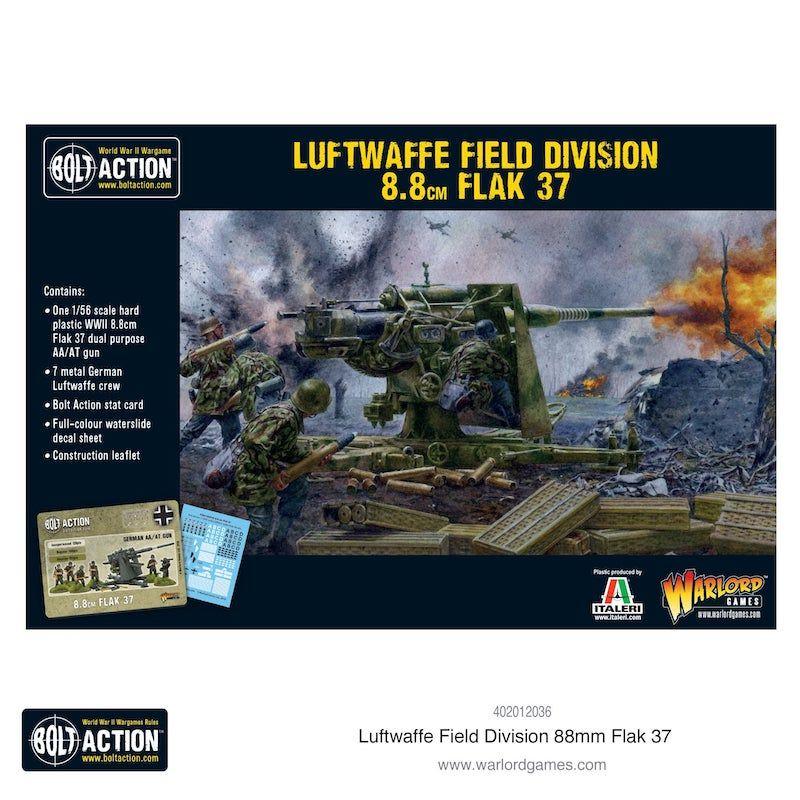 Luftwaffe Flak 37 Artillery Set for Bolt Action: WWII soldiers and iconic 88mm gun in action.