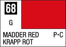 Vibrant Madder Red pigment swatch 68 with Krapp Rot name against a clean white background.