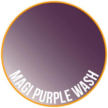 Vibrant MAGI PURPLE WASH logo featuring a purple gradient with an orange border.