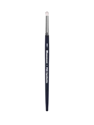 Sleek black handle makeup brush with soft bristles for precise and elegant application.